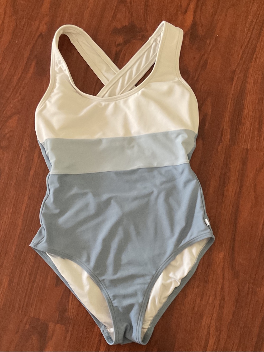 Calvin Klein Light Blue and White One-Piece Swimsuit size 6